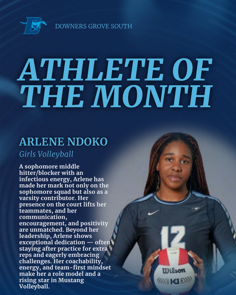 🏆 ATHLETE OF THE MONTH: 🏐 Girls Volleyball – Arlene Ndoko
A sophomore middle hitter/blocker with infectious energy, Arlene has made her mark not only on the sophomore squad but also as a varsity contributor. Her presence on the court lifts her teammates, and her communication,