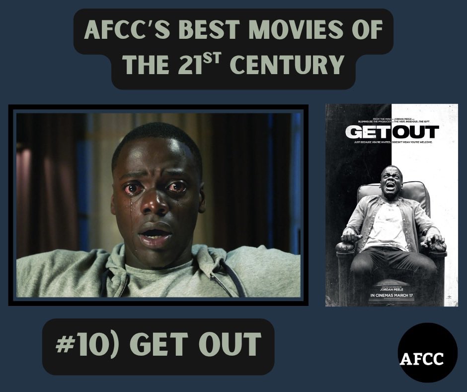 ATLFilmCritics's tweet photo. Atlanta Film Critics Circle proudly announces the 25 for 25: Best Movies of the 21st Century
#10 GET OUT (2017)
#AFCC #AFCC25for25 #25for25
#FortheLoveofMovies #GetOut https://t.co/YBPsaulHeR