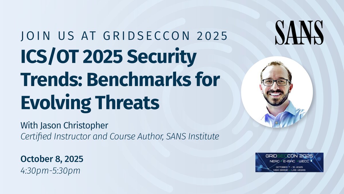 SANSICS's tweet image. This week at #GridSecCon2025: SANS experts lead sessions on resilience, evolving ICS/OT security trends, and AI for energy defense — featuring @jdchristopher, SANS Certified Instructor &amp;amp; Course Author.

🔗 Explore agenda → web.cvent.com/event/265526a3…