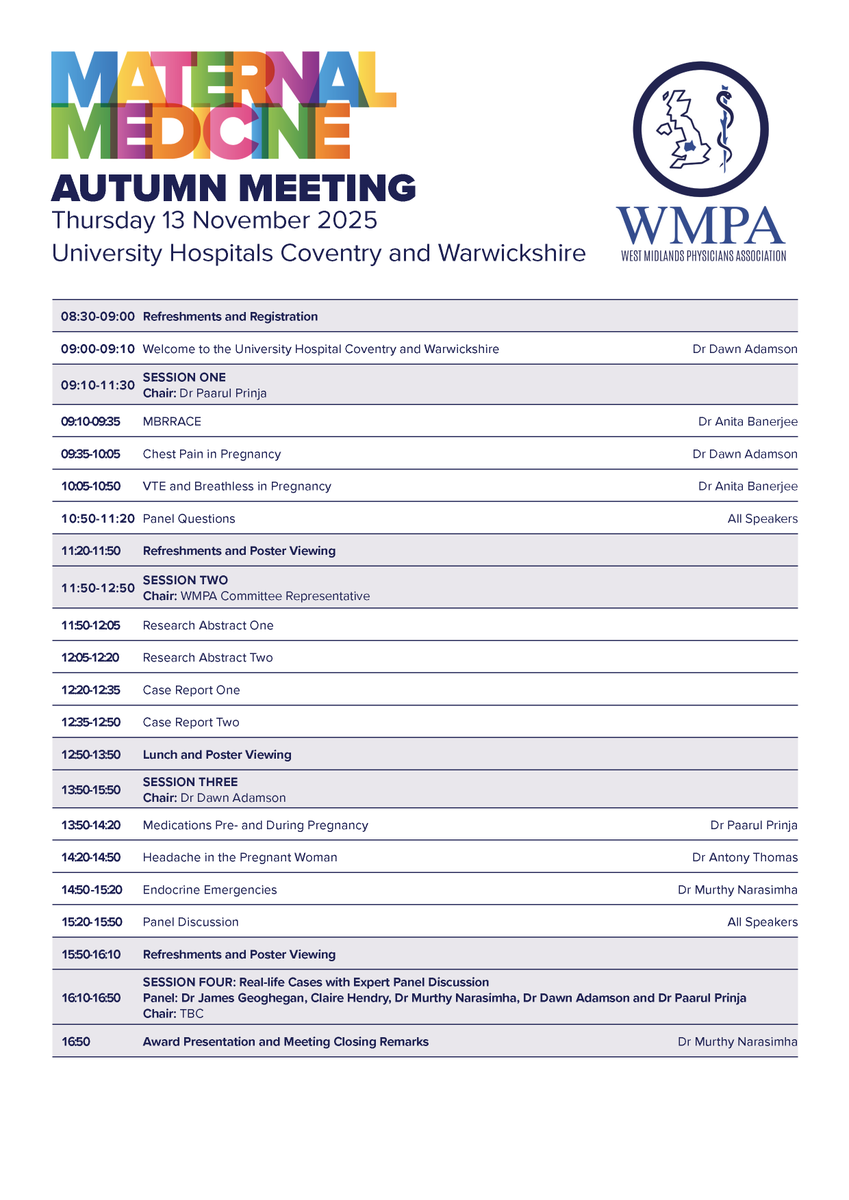 From Dr <a href="/PrinjaPaarul/">ℙ𝕒𝕒𝕣𝕦𝕝 ℙ𝕣𝕚𝕟𝕛𝕒</a> discussing medications before and during pregnancy to Dr Antony Thomas addressing headaches in pregnant women, we’re pleased to welcome national faculty experts in cardiology, neurology, obstetrics and more!

Register for #WMPAMatMed: millbrook-events.co.uk/event/WMPAMate…