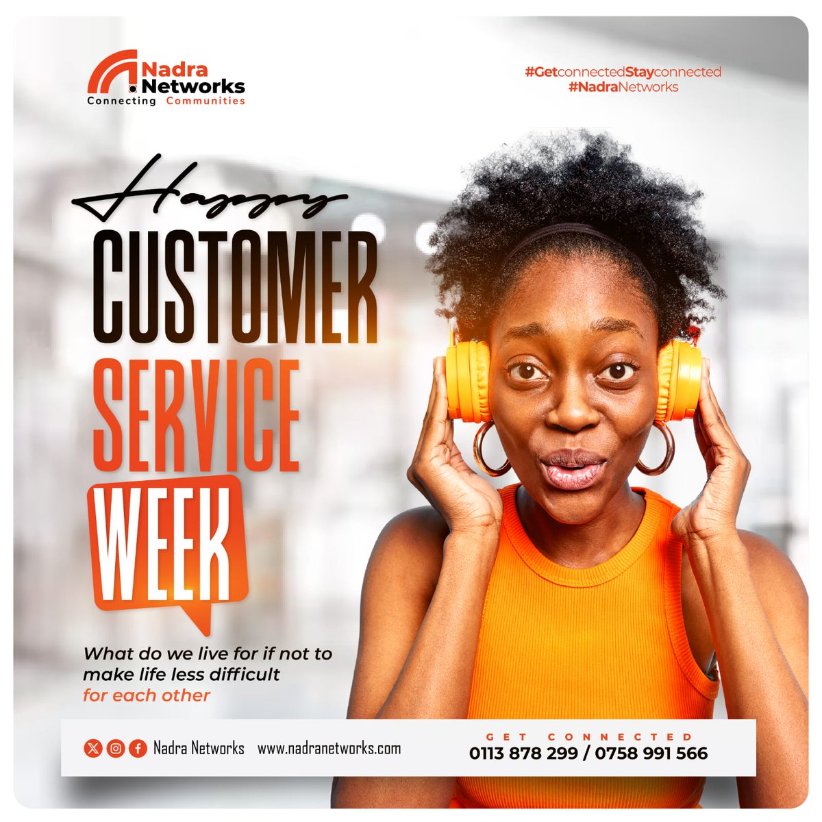 NadraNetworks's tweet photo. 💙 It’s #CustomerServiceWeek!

Here’s to the voices behind every smooth connection — our amazing customer service team and the loyal customers who make it all worth it.
 Asanteni sana! 🤝🏽

📞 0113878299 | 0758991566
🌐 https://t.co/8pfCUiIkL1

#NadraNetworks  #CustomerServiceWeek https://t.co/TZZVlsp3o1