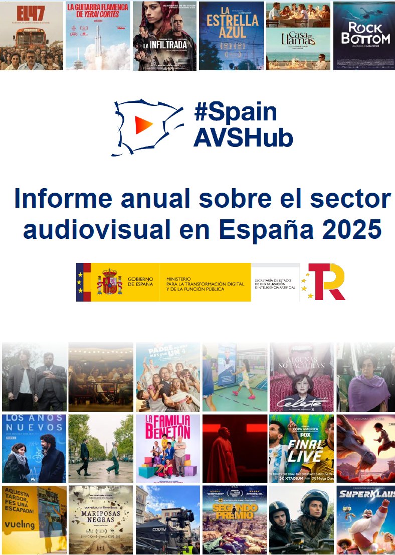 SpainAVSHub's tweet photo. 🧵/ Hilo #Publicaciones 📰El Spain Audiovisual Hub publica el 𝟯𝗲𝗿 𝗜𝗻𝗳𝗼𝗿𝗺𝗲 𝗮𝗻𝘂𝗮𝗹 𝗱𝗲𝗹 𝘀𝗲𝗰𝘁𝗼𝗿 𝗮𝘂𝗱𝗶𝗼𝘃𝗶𝘀𝘂𝗮𝗹 𝗲𝗻 𝗘𝘀𝗽𝗮ñ𝗮 𝟮𝟬𝟮𝟱

☑️@SEDIAgob @mintradigital 

👉Resumen e informe completo:: https://t.co/MtcU5BxoC3

👇 https://t.co/yycZeHaHbN