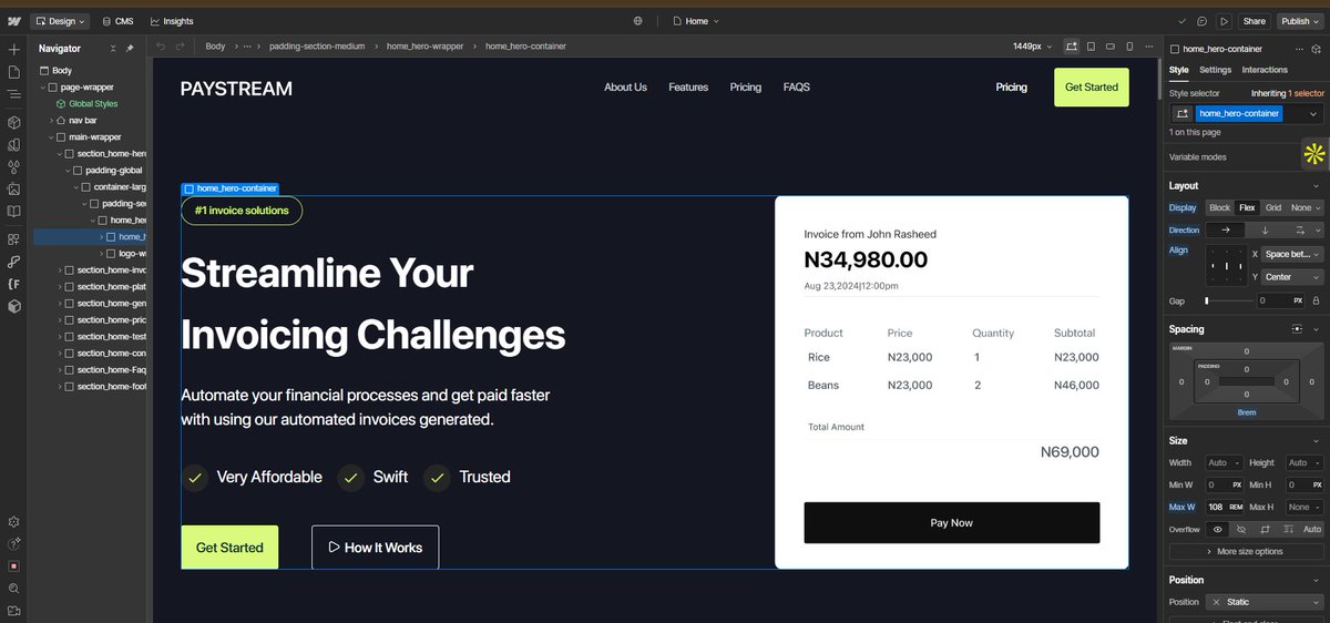Eedrezz0's tweet image. Built this clean invoicing SaaS concept in Webflow 

Simple. Fast. Trust-focused.

My DMs are open for startup &amp;amp; agency collabs.

#Webflow #Design #NoCode #Freelancer