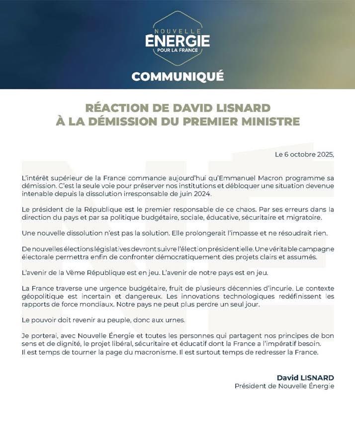 Il est temps de tourner la page du macronisme. Il est surtout temps de redresser la France. Vive <a href="/Nouv_Energie/">Nouvelle Énergie</a> porté par <a href="/davidlisnard/">David Lisnard</a> 

<a href="/34_et_DLisnard/">Nouvelle Énergie dans l'Hérault</a> <a href="/Philippe_Thines/">Philippe Thinès</a> <a href="/JeunesEnergies/">Les Jeunes Énergies</a> <a href="/AssembleeNat/">Assemblée nationale</a>
