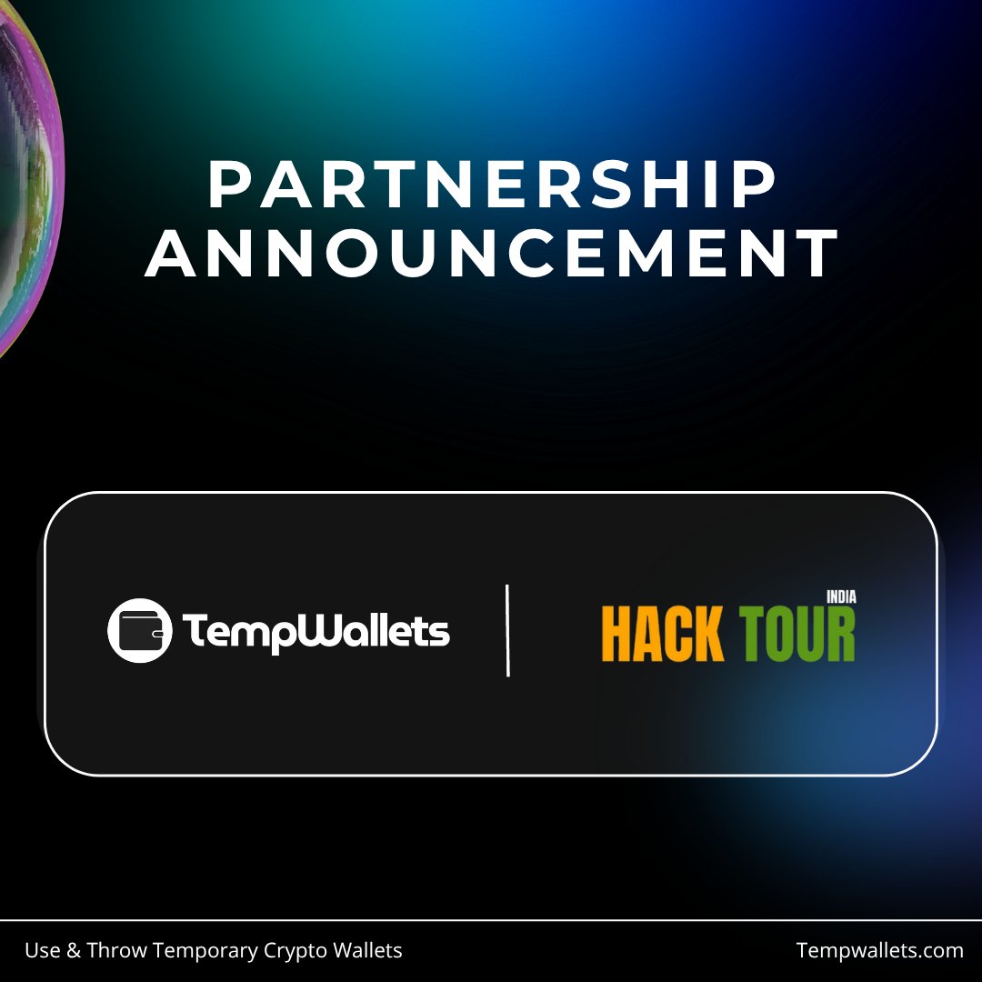 tempwallets's tweet photo. Thrilled to announce our partnership with @HackTourIND.✨

From building seamless, anonymous crypto access to empowering communities, TempWallets is all set to tour the future of Web3. 🌍

#HackTourIndia #TempWallets https://t.co/Z3RoKeAnM2