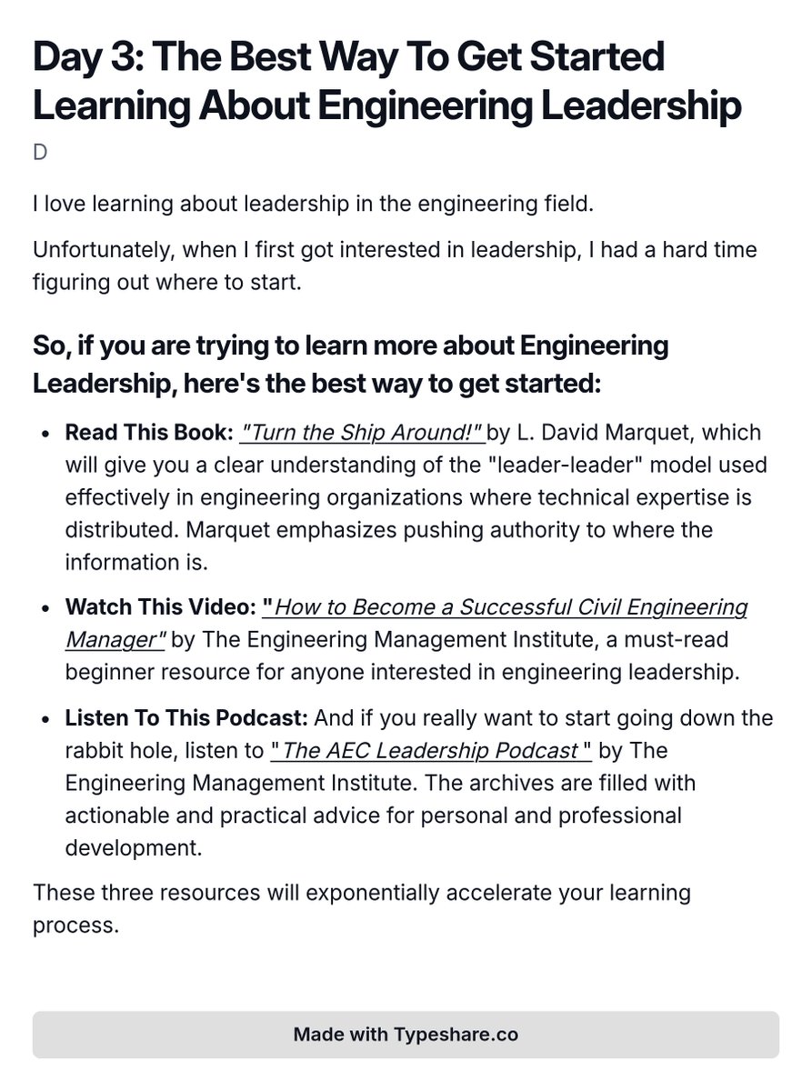DBBuckley11's tweet photo. If you are trying to learn more about Engineering Leadership, here's the best way to get started. https://t.co/JM5zd3vYjq