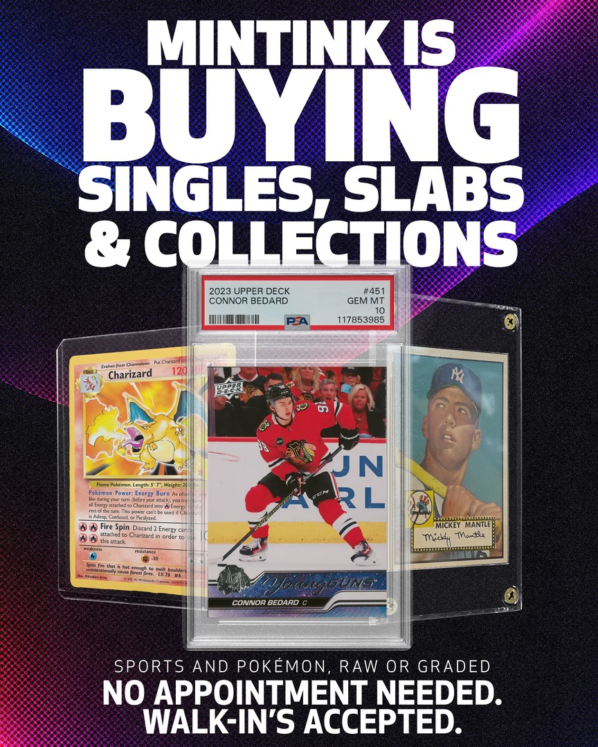 💥 Collectors—Mintink is Buying! 
We’re actively buying singles, slabs, and full collections—whether it’s sports or Pokémon, raw or graded.