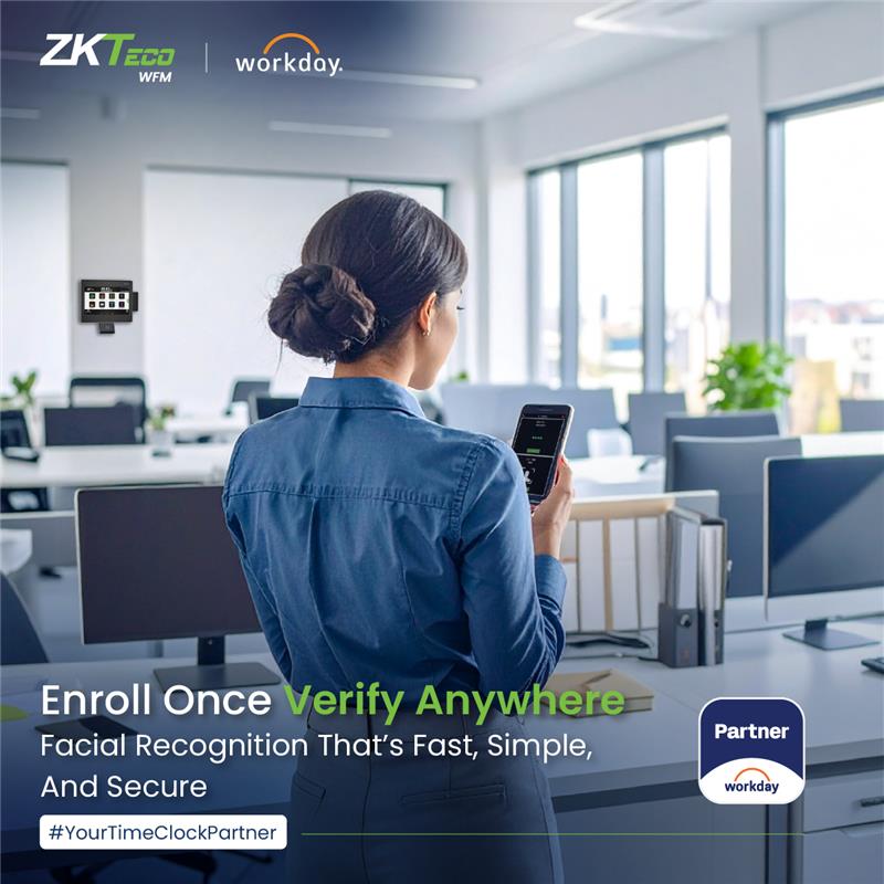 zktecowfm's tweet image. Your employee&apos;s face becomes their secure pass at clocks, kiosks, or mobile.
Simplify time tracking without compromising compliance.

Book a free demo at sales@zktecowfm.com
Click here to learn more: zurl.co/mB7GT

#Workday #WorkdayCertified #WorkdayPartner #ZKTecoWFM