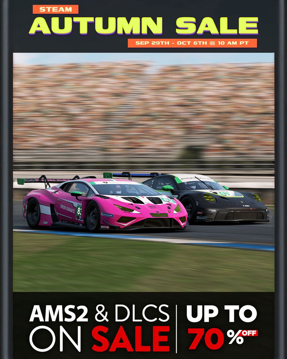 ⏰ Final hours!
The Steam Autumn Sale is almost over!

Automobilista 2 and all DLCs are still up to 70% OFF – but not for long!

🛒 Hurry before the checkered flag drops!

store.steampowered.com/app/1066890/Au…