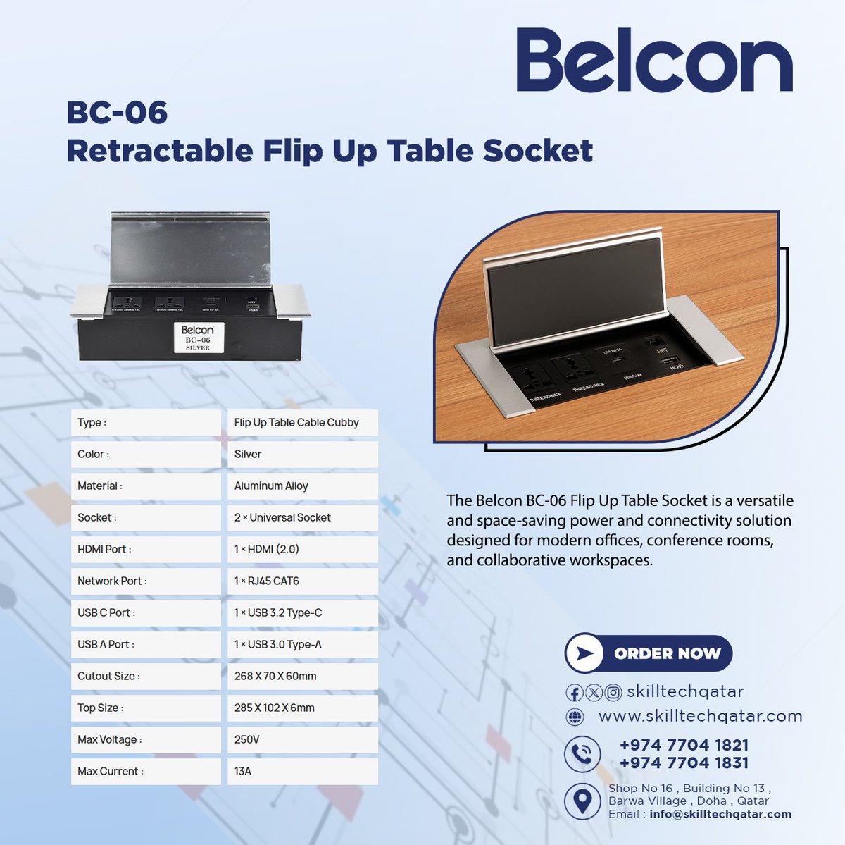 skilltechqatar's tweet image. 💡 Power Meets Style!

Belcon BC-06

Contact Us to know more

📞 +974 77041821
✉ info@skilltechqatar.com
🌐 skilltechqatar.com

#TableSocket #SmartWorkspace #CableManagement #OfficeSolutions #Belcon #ModernDesign