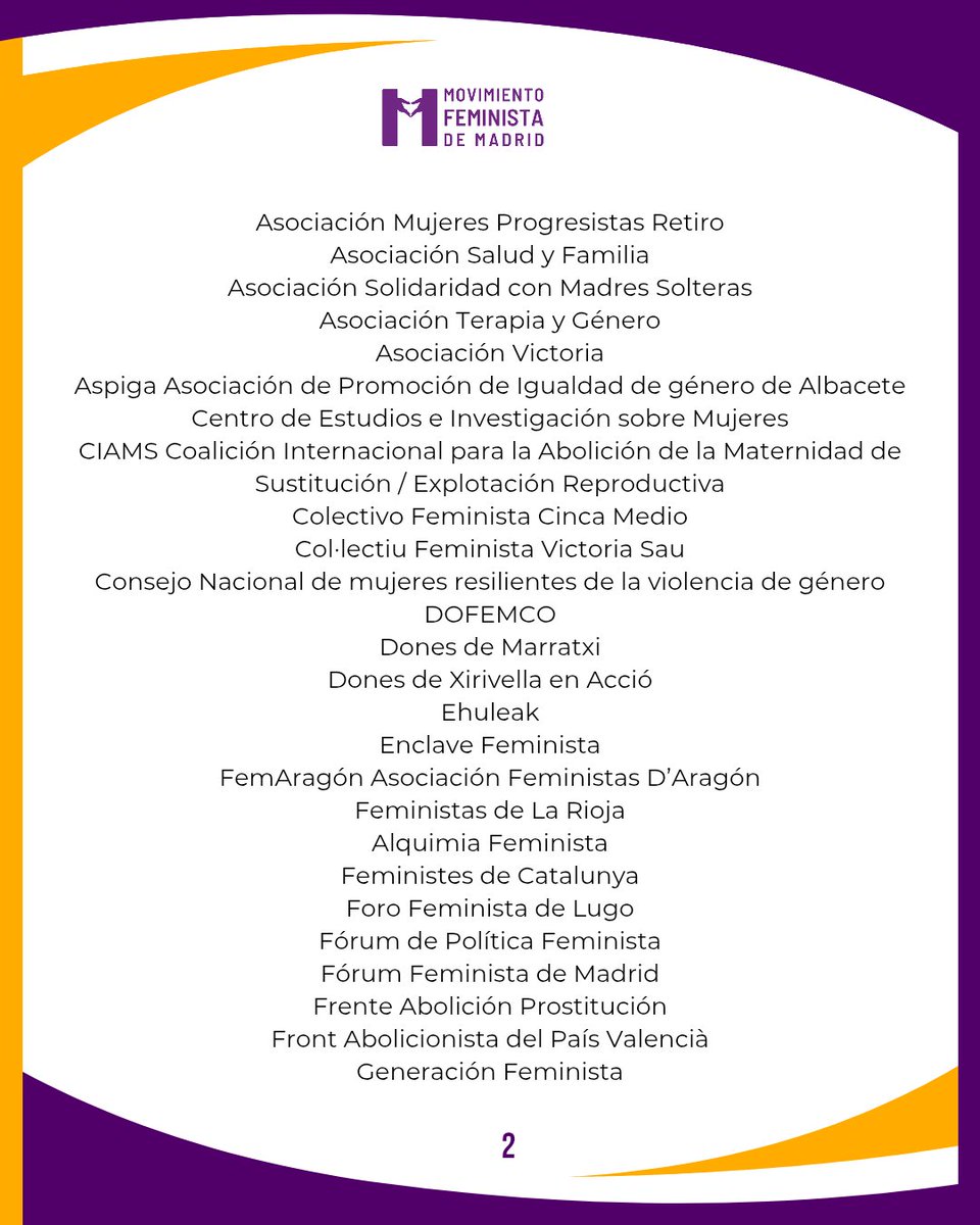 Estos son los colectivos feministas que se han adherido a nuestra carta al congreso para exigir #LeyAbolicionistaYa. Gracias, compañeras!! ♀️💪
Sigue abierta la recogida de firmas, únete!! Link en la bio #LOASPSeráLey #PuteroGameOver