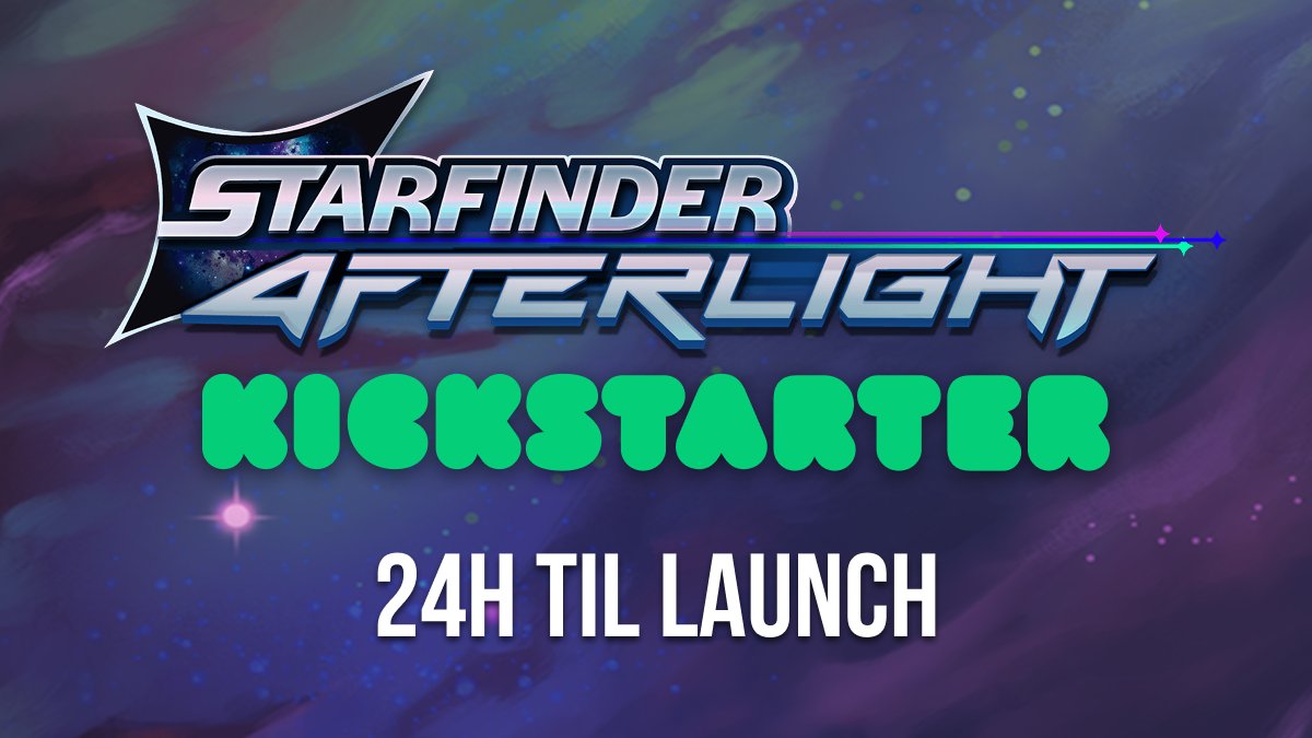 Starfinders, we’re only 24 hours til launch!

The campaign goes live tomorrow, October 7th, at 9:00 AM (EDT) / 3:00 PM (CEST).

What are you waiting to follow our Kickstarter page?

👉 epictellers.com/kickstarter

RT to help us find our community!

#StarfinderAfterlight #Kickstarter