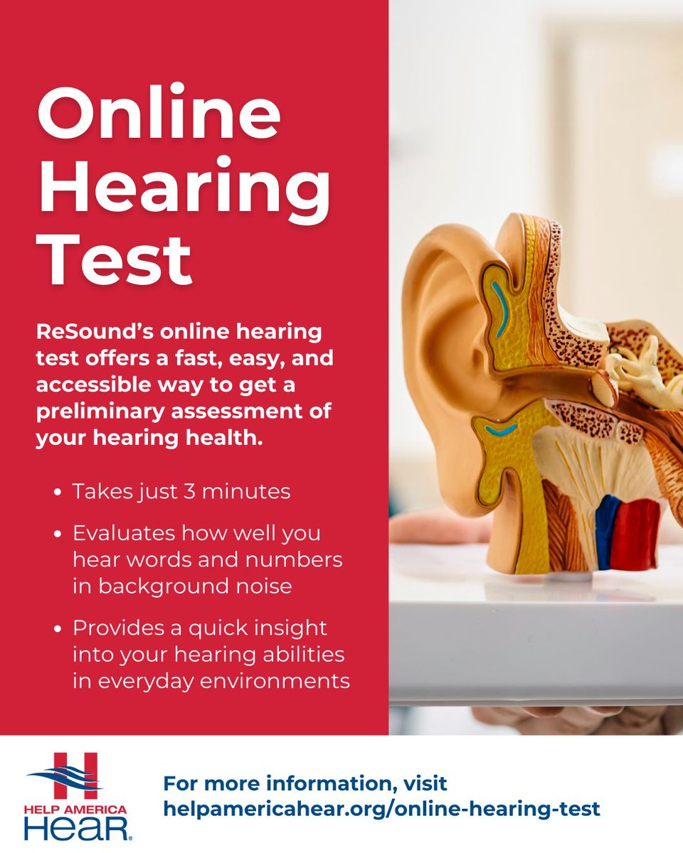 HelpAmericaHear's tweet image. 👂 Regular hearing tests = early detection &amp;amp; healthier hearing! Take the first step today.

Learn more: helpamericahear.org
#HelpAmericaHear #HearingHealth #GiftOfSound