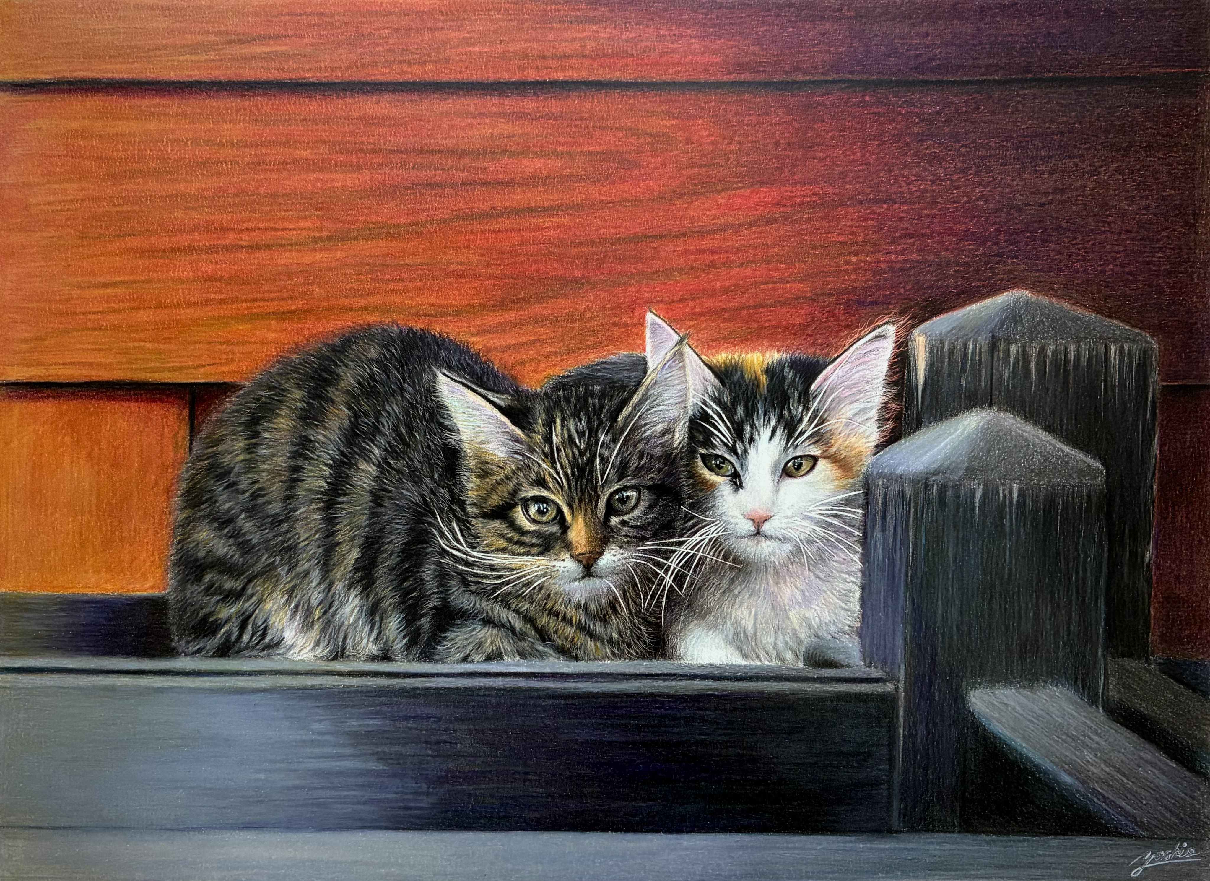 猫のジル」4号サイズ 油絵 よこたさよ作品 猫のジル」4号