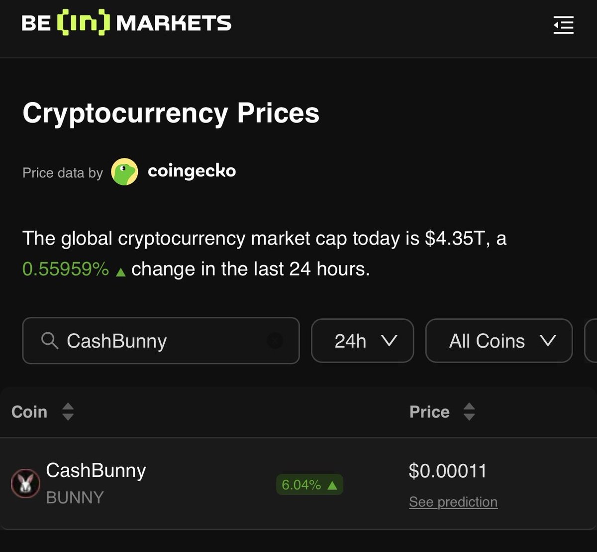 🚨 BREAKING: <a href="/beincrypto/">BeInCrypto</a> just listed CASH BUNNY 🐰💛
You can now track Bunny’s price in real-time directly on their platform.

Big thanks to <a href="/beincrypto/">BeInCrypto</a> for believing in the jump 🐇💥
And a huge shoutout to our community for pushing this movement #OnlyUp 🚀