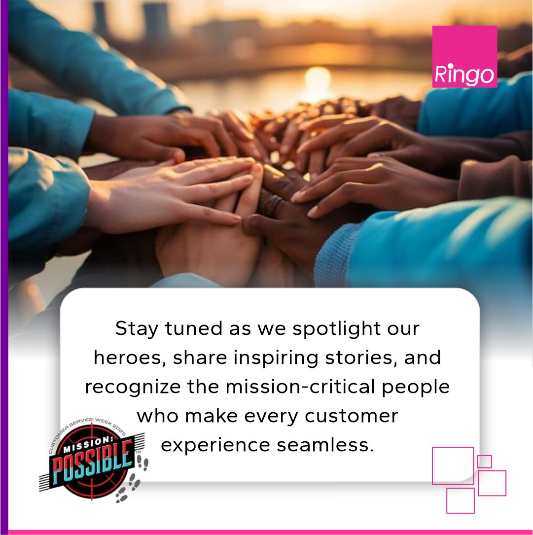 RingotelcomLtd's tweet photo. 🎉 Welcome to Customer Service Week  – Mission: Possible!

At Ringo Telecommunications, every connection counts

This week, we celebrate service excellence, innovation &amp; trust that make the impossible possible! 💪✨

#CSWeek2025 #RingoTelecoms https://t.co/9OchV3Umzb