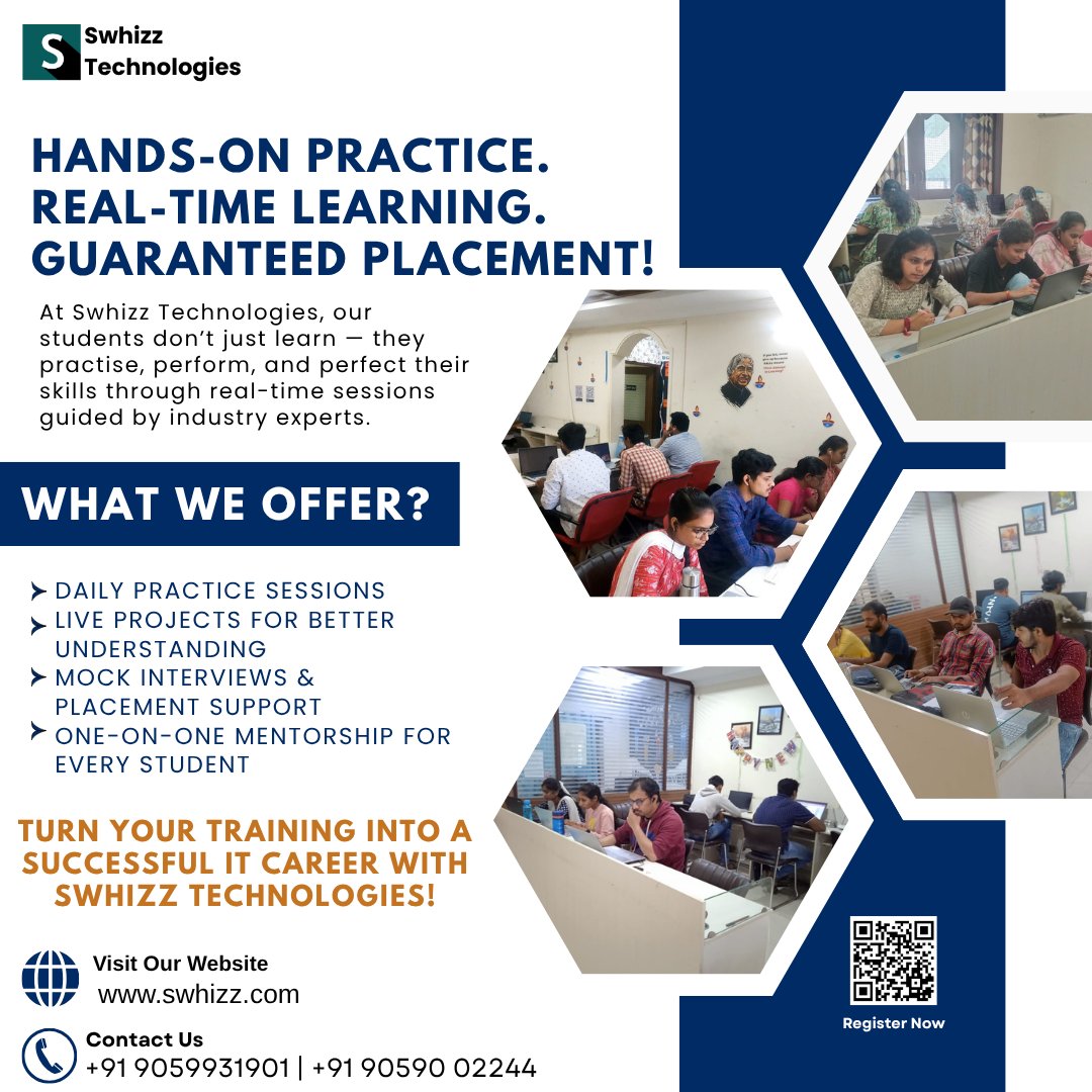 Swhizzofficial's tweet image. 🚀 Hands-on practice. Real projects. Mock interviews.
Get placement-ready with Swhizz Technologies! 💻✨
👉 Call Now: +91 9059931901 | +91 90590 02244
 🌐 Visit: swhizz.com
#StudentPractice #TrainingAndPlacement #CareerReady #ITTraining #BoloNa #BiharElections2025
