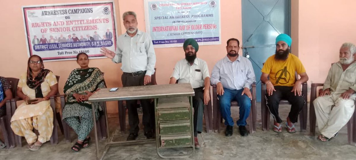 DlsaSbs's tweet photo. Today, dated 04.10.2025 DLSA SBS Nagar organized Seminar in Village  Bheen .PLVs of DLSA SBS Nagar, Sh Des Raj Bali, Sh Kashmir Singh and Sh. Vasdev Pardesi  made aware all the Villagers about the  Rights and Entitlements of Senior Citizens. https://t.co/cRULRppn9G