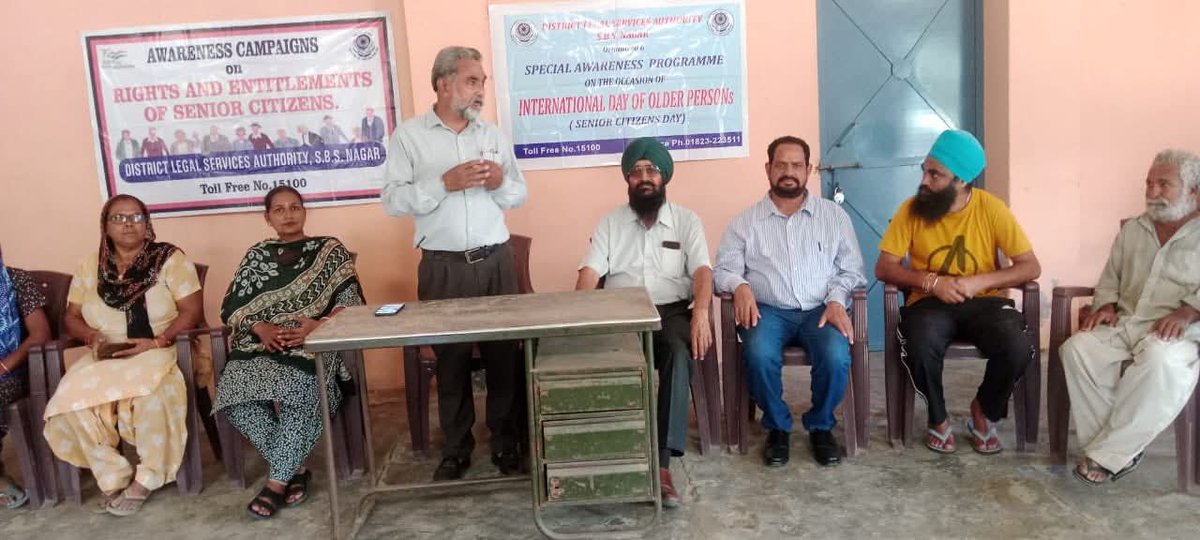 DlsaSbs's tweet photo. Today, dated 04.10.2025 DLSA SBS Nagar organized Seminar in Village  Bheen .PLVs of DLSA SBS Nagar, Sh Des Raj Bali, Sh Kashmir Singh and Sh. Vasdev Pardesi  made aware all the Villagers about the  Rights and Entitlements of Senior Citizens. https://t.co/cRULRppn9G