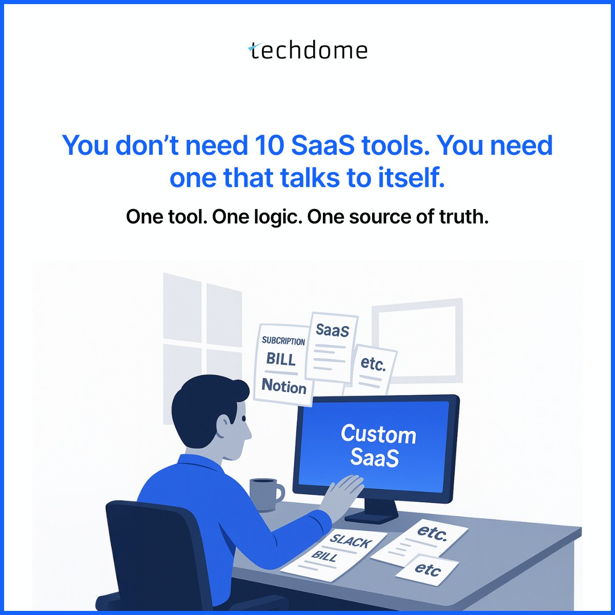 techdomesolves's tweet image. You don’t need 10 SaaS tools. You need one that actually talks to itself.⚙️

Every growing business hits this phase — juggling CRMs, Notion docs, dashboards, emails, and invoices across 7 tabs.

That’s not “digital transformation.” That’s digital chaos. Custom SaaS unites your…
