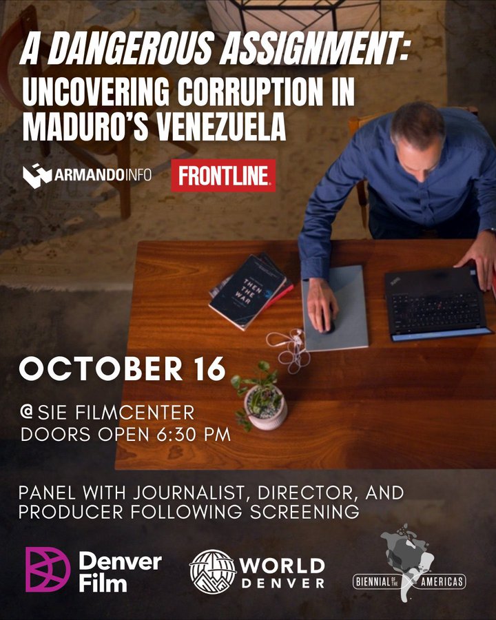 Esto es #HOY 

🎬 Acompáñanos a la proyección de nuestro documental con <a href="/frontlinepbs/">FRONTLINE</a>, “Una pauta peligrosa”, en Denver, Colorado 🇺🇸

Con la participación de Roberto Deniz, Ewald Scharfenberg y Juan Ravell 

📍Sie FilmCenter 

⏰ 06:30 pm