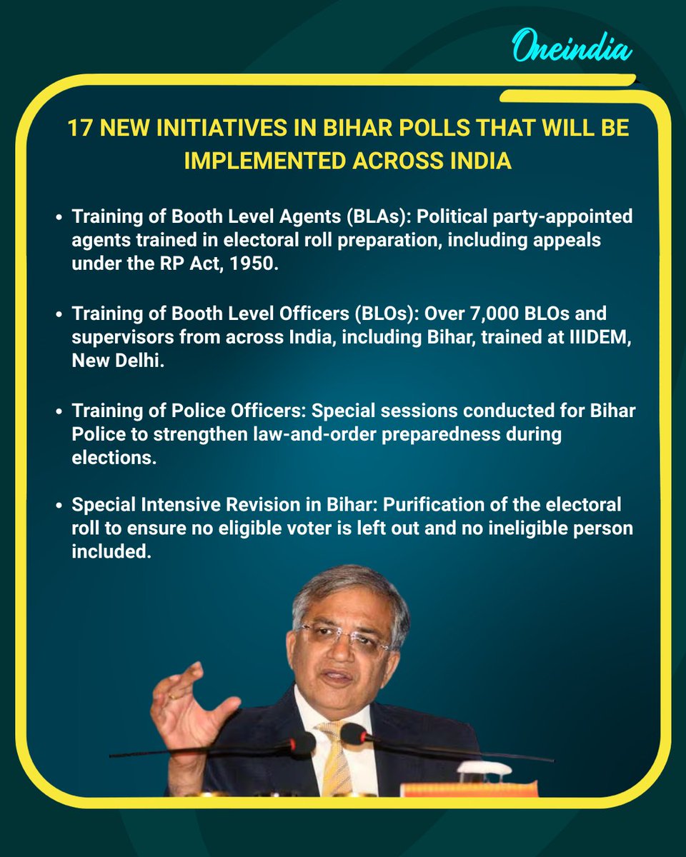 Oneindia's tweet image. 17 New Initiatives In Bihar Polls That Will Be Implemented Across India.

#TamilNadu #DMK #ManualScavenging #GovernanceCrisis #HumanRights #TamilNaduNews #SocialJustice #Accountability #PublicOutrage #IndiaNews #OneIndia