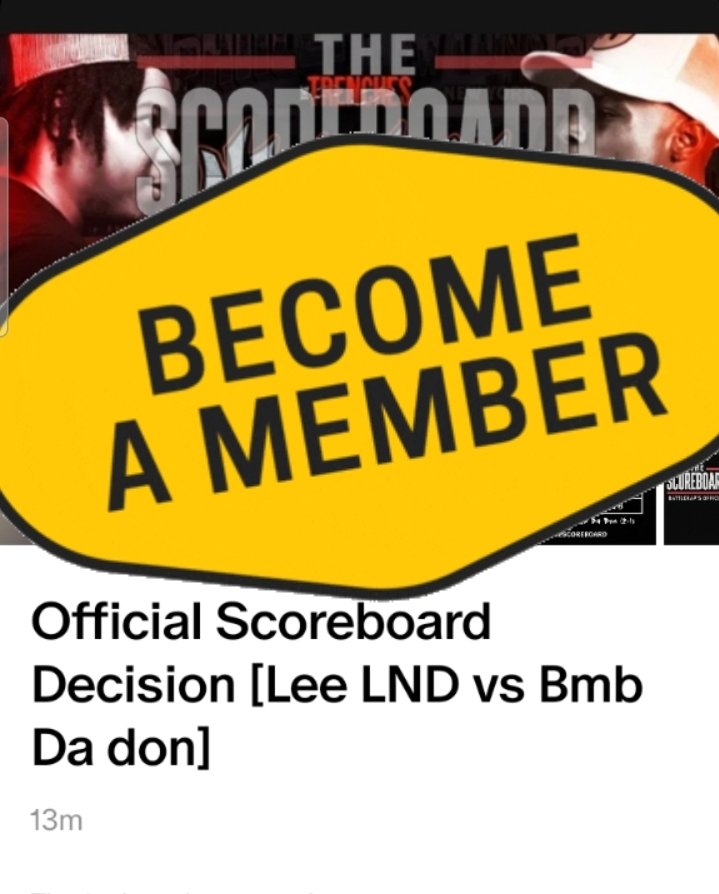 thescoreboardBR's tweet photo. The official verdict is in ⚖️

🧾 Lee LND vs BMB Da Don

The Scoreboard multi-judge decision is now live exclusively on Patreon.

🎯 Tap in  for early access [https://t.co/8VgdUGU73a]

#TheScoreboard #BattleRapJudging https://t.co/2xKOsVYFpU