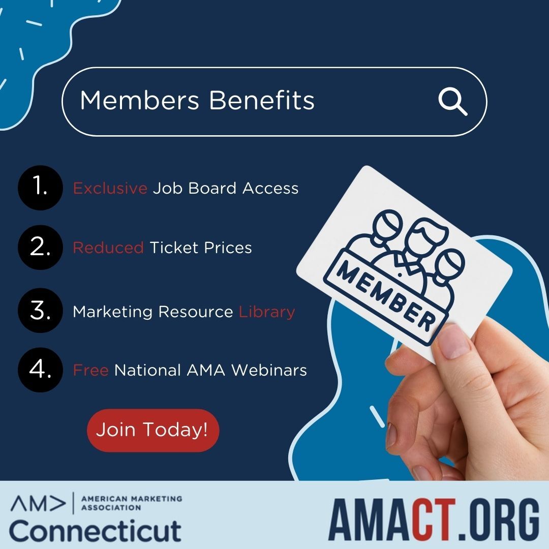 🚀 Ready to grow your marketing career?
Join AMA Connecticut for:
💼 Exclusive job boards
🎟️ Reduced event tickets
📚 Resource library
💻 Free national webinars
✨ Connect. Learn. Thrive.

👉 Join today: zurl.co/c2ShA 

#AMACT #AMAConnecticut #CareerGrowth