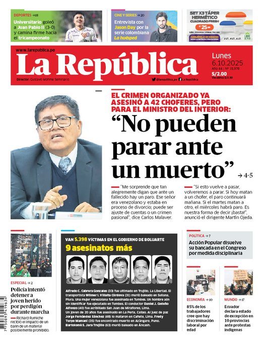 PorEstosNo2026's tweet photo. ¿Que pasaría si ese muerto fuera el Ministro del Interior?
#ParoDeTransporte #PorEstosNo2026 https://t.co/h4VATNnV44