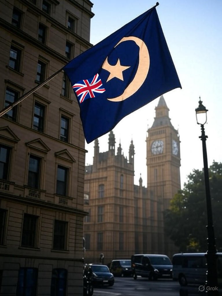 Ela1113305261's tweet image. She is turning in her grave what uk 🇬🇧 becomes now soon be gone be renamed as Islamic island of ex Britain! Two decades or less be new flag