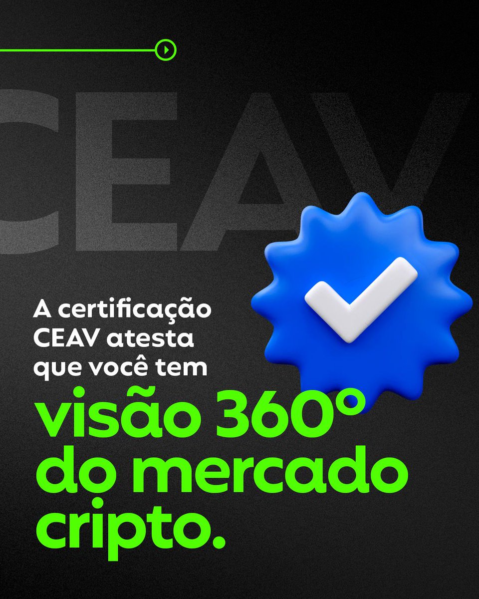 🎓 Conquistar a CEAV Fundamentos é só o começo!

✅ Certificação oficial da #ABcripto
🔗 Registro em blockchain — seguro e verificável
💬 Acesso à comunidade exclusiva no Hub ABcripto

👉 Saiba mais: certificacao.abcripto.com.br

#Cripto #Certificação