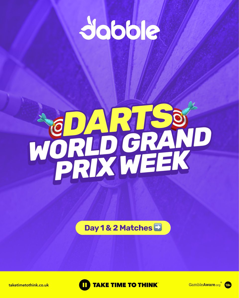 dabblecouk's tweet image. GAME ON ๐ฏ
World Grand Prix is back this week!
Whoโs taking the crown this year? ๐
#darts
18+. GambleAware.org