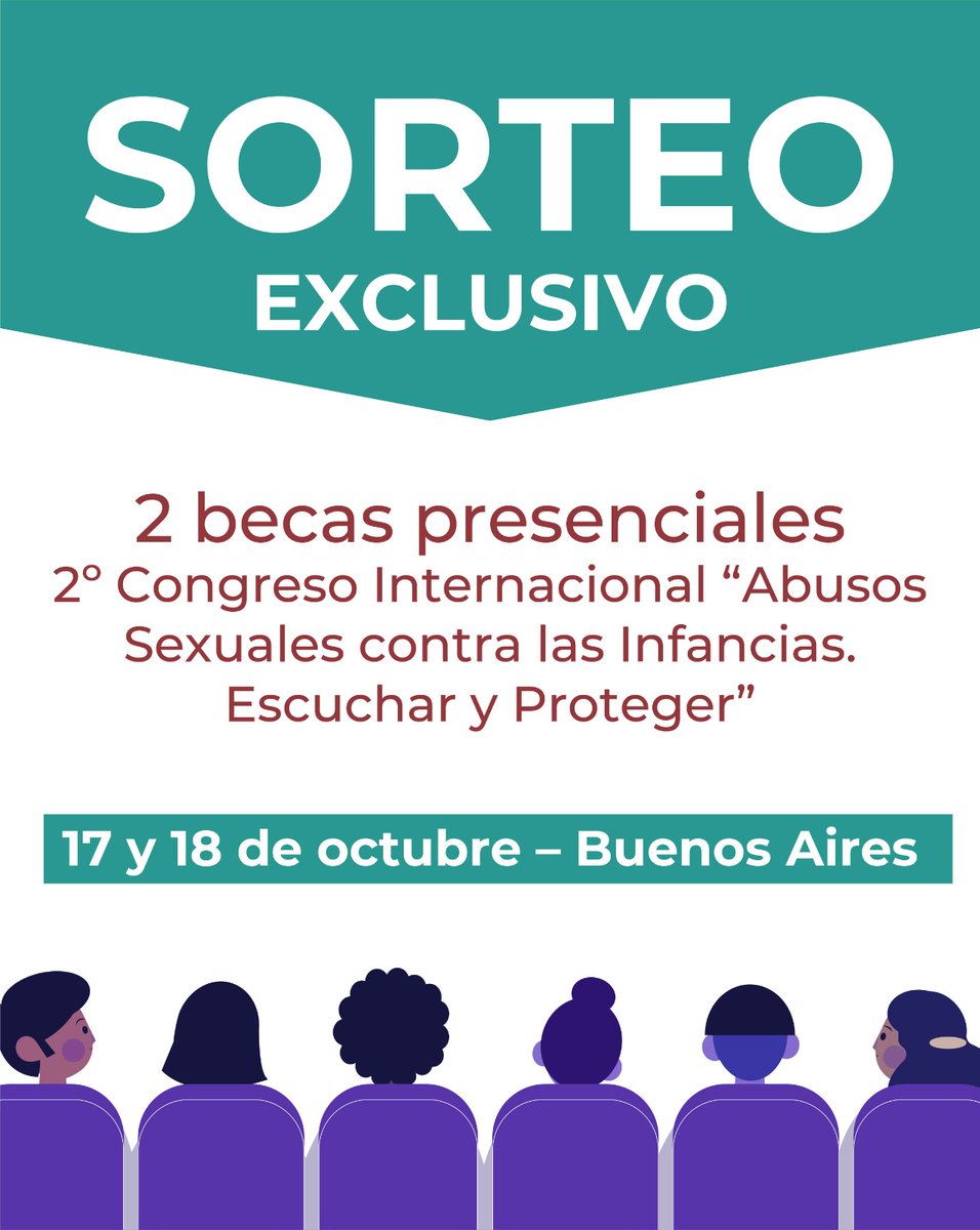 EditorialMaipue's tweet photo. 🎟 ¡SORTEO EXCLUSIVO!
Participá por 2 becas para el 2º Congreso Internacional “Abusos Sexuales contra las Infancias. Escuchar y Proteger”, organizado por AEVAS.
🗓 17 y 18/10 – UBA, CABA
⚠ Completá el form: https://t.co/dh6KO4aHfi y registrate: https://t.co/zwFSTJcfd5 https://t.co/Qaw2dahXgB