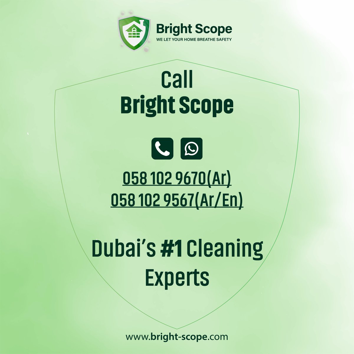brightscopeuae's tweet photo. 🧹 Keep your home spotless and healthy!
 BrightScope uses eco-friendly solutions to protect your family.
 Call or WhatsApp to book now.
+971581029670 (Arabic)
+971581029567 (Arabic/English)
#DubaiHomes #BrightScope #ProfessionalCleaning #EcoFriendlyCleaning #DubaiCleaningExperts https://t.co/ceY0BLB2xH