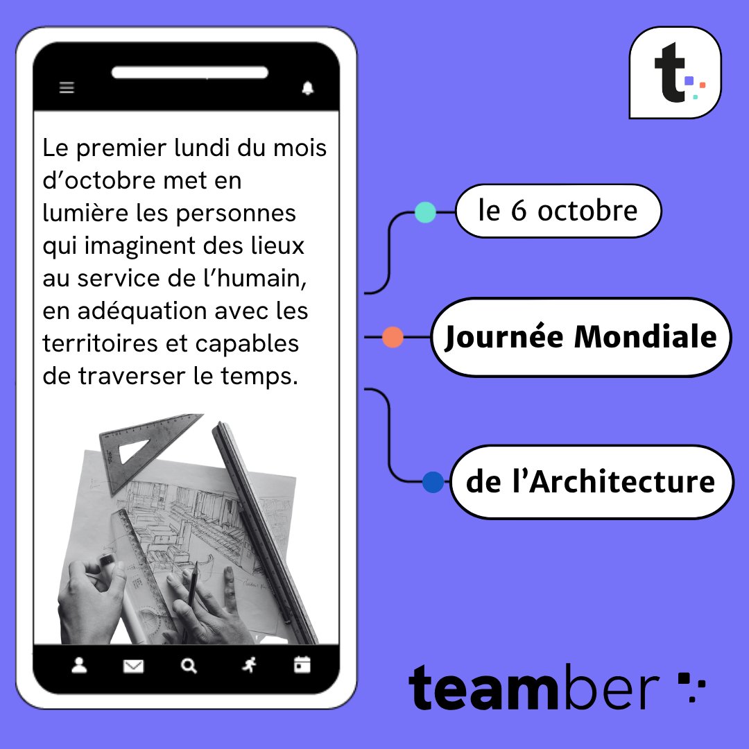 🎉 6 octobre – Journée mondiale de l’architecture
 Concevoir la résilience : plus que des murs, des lieux de vie durables. 
Chez Teamber, on outille celles et ceux qui transforment ces visions en réalité.
Casque levé aux bâtisseurs d’espaces pensés pour durer. 
#Architecture #BTP