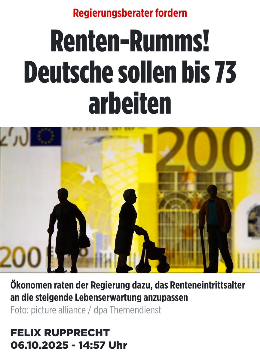 Bis 90 wäre besser. Lässt sich leichter rechnen und die Wahrscheinlichkeit, dann noch Rente zu erhalten ist bei 0. Dankt mir später 😘🤡