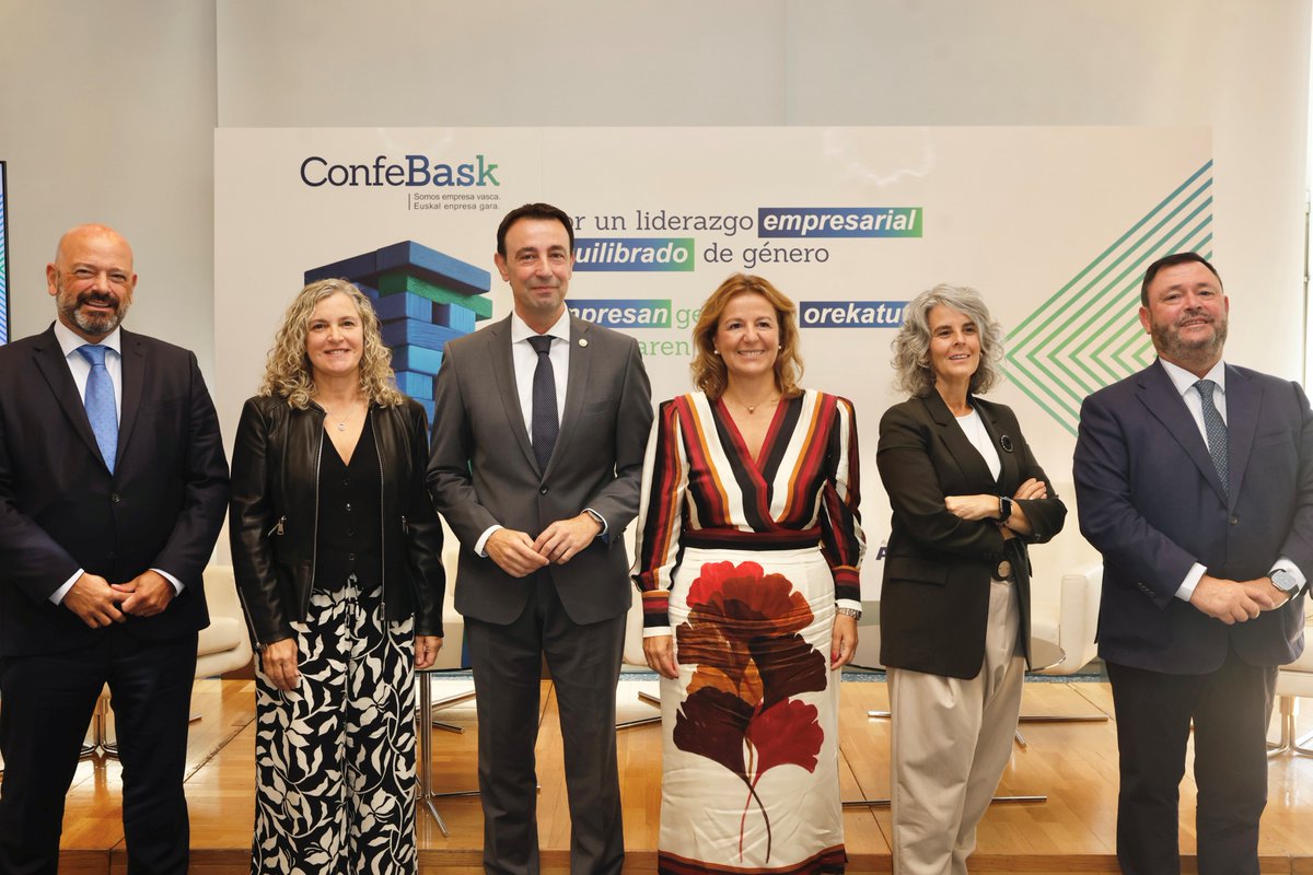 🏢 Las empresas vascas avanzan en igualdad de género 👩‍💼👨‍💼<a href="/Confebask/">Confebask</a> presenta primer diagnóstico empresarial:
✅ Mayoría con Planes de Igualdad
✅ 82% con medidas de conciliación
✅ Crece el liderazgo femenino
Aún quedan retos, pero el compromiso es firme. confebask.eus/saladeprensa/n…
