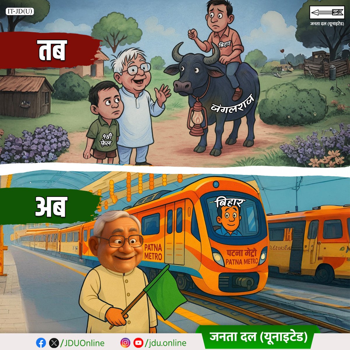 Jduonline's tweet image. फर्क साफ है।

#votefordevelopement #patnametro #SmartCityPatna #jdu #cmnitishkumar