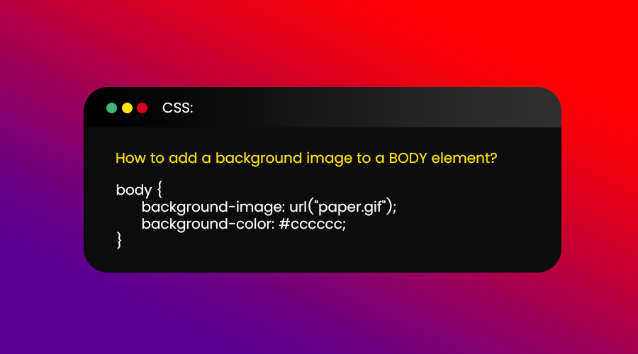 htmlcodix's tweet image. How do we add a background image to the body element?
#css #code