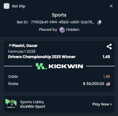 Lando out there testing my blood pressure again.
I’ve had enough. Dropped everything on Oscar #81.
If he wins, flowers to kickwin.io/sign-up?ref=os….
If not,  .\. McLaren
Real fans know this ain’t fair ! Oscar deserves better 😤
#F1 #OscarPiastri #KickWin #McLaren #Piastri81