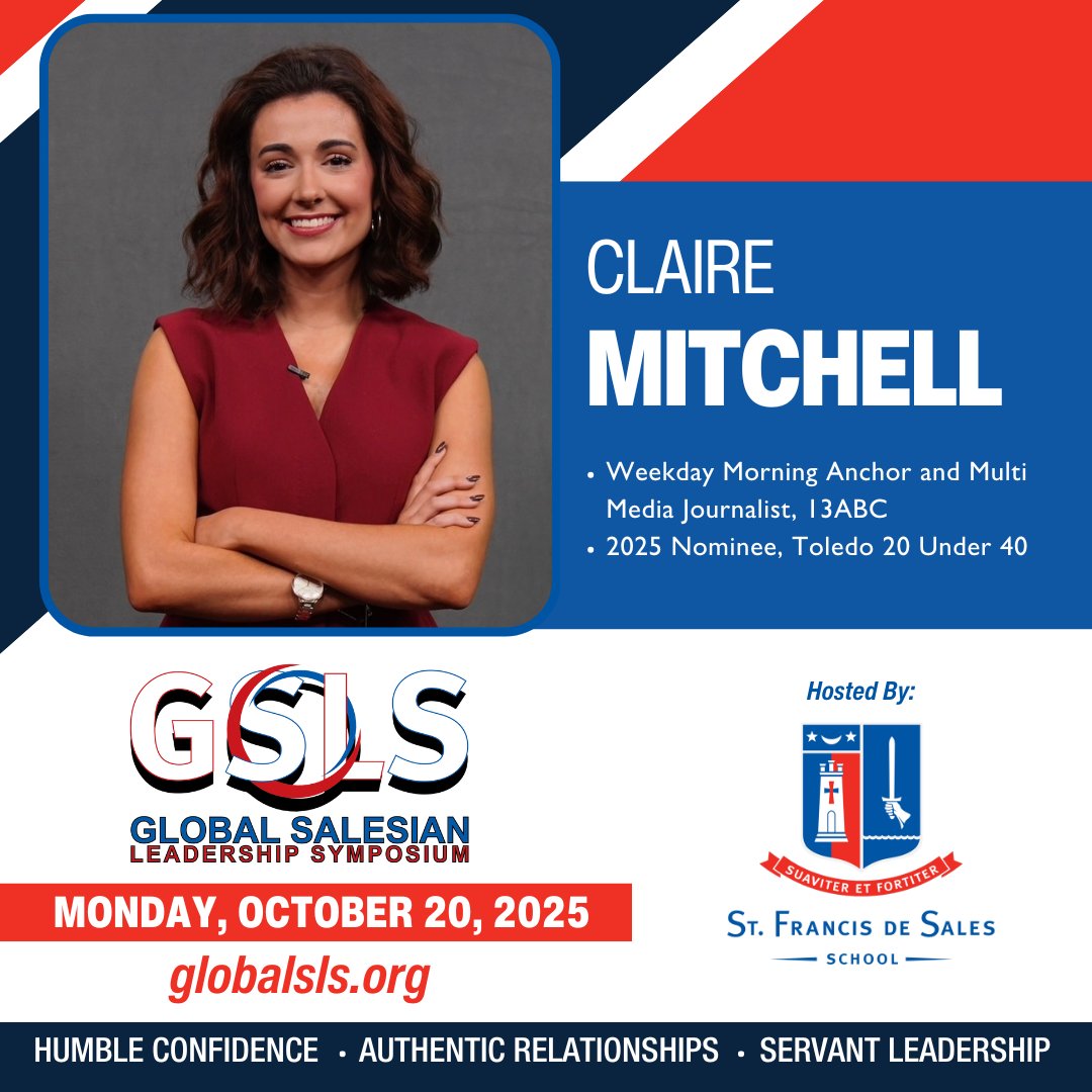 𝙂𝙎𝙇𝙎 𝘽𝙧𝙚𝙖𝙠𝙤𝙪𝙩 𝙎𝙥𝙚𝙖𝙠𝙚𝙧 - 𝘾𝙡𝙖𝙞𝙧𝙚 𝙈𝙞𝙩𝙘𝙝𝙚𝙡𝙡

Claire Mitchell is the Weekday Morning Anchor and Multi Media Journalist for 13abc in Toledo. 

She's also a proud Bowling Green State University alumna, graduating in 2024. 

#GSLS25

<a href="/SFSKnights/">St. Francis de Sales School⚔️</a>
