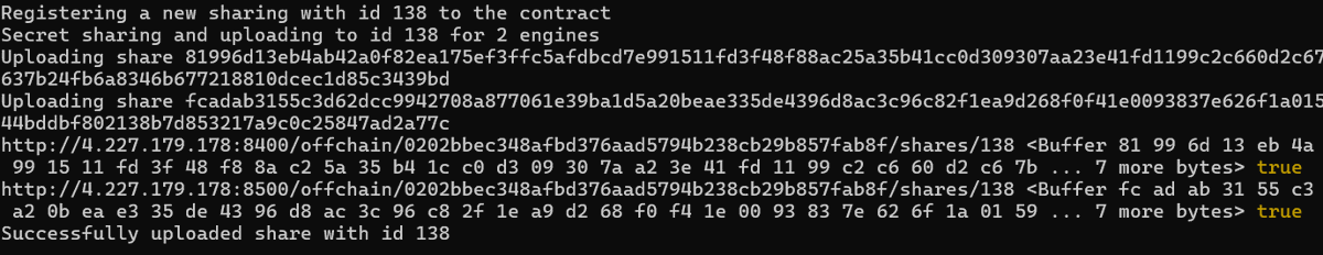 CrowdSnap_AI's tweet image. Exciting milestone today! 🚀

Our developers successfully uploaded secret share values to multiple execution engines, enabling integration of @PartisiaMPC’s off-chain MPC component.

This brings us one step closer to privatizing Proof-of-Humanity biohashes securely