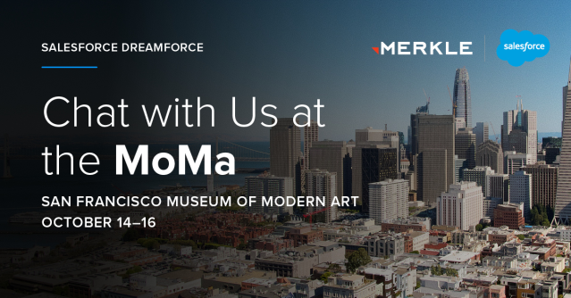 WChadCochran's tweet photo. Merkle is excited to sponsor @Salesforce #DF25 in San Francisco! Let’s discuss how we’re breaking down martech and adtech silos, uniting data with AI agents, and delivering personalized CX at scale. Book a strategy session with us here: https://t.co/amRcenmzaN https://t.co/9PMFlzznfi