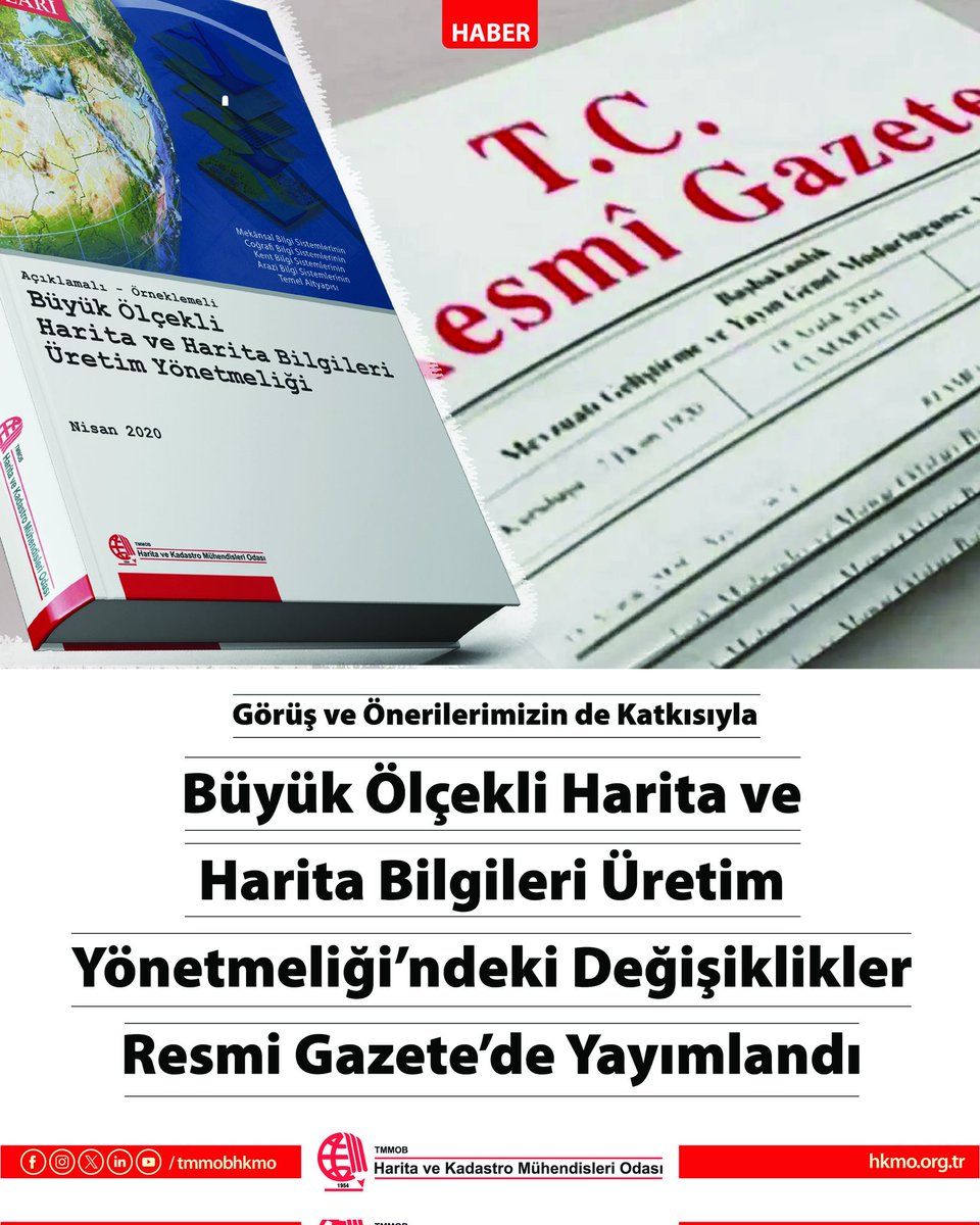 TMMOBHKMO's tweet photo. BÜYÜK ÖLÇEKLİ HARİTA VE HARİTA BİLGİLERİ ÜRETİM YÖNETMELİĞİ’NDEKİ DEĞİŞİKLİKLER RESMİ GAZETE’DE YAYIMLANDI

Haber detayları için tıklayınız https://t.co/ZwzeKcyzkF https://t.co/Clr7xHZBKh