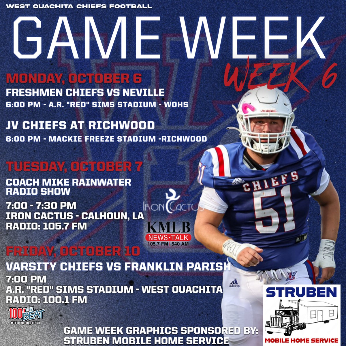 It's GAME WEEK! Graphics brought to you by Struben Mobile Home Service!

Remember all WO gates are cashless. Grab your tickets early online, or you can download the GoFan App to make things easier!
