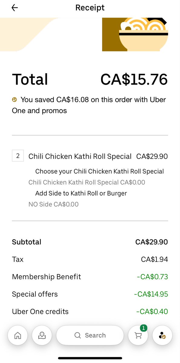anupamdash11's tweet photo. Ordered 2 rolls for $15 with a “buy 1 get 1” offer, even though one roll is $8.50 on the menu. What a great offer by Uber. Shame on them.
#UberEats #ScamAlert #FoodDelivery #MisleadingOffers https://t.co/1SKymn8Yzb