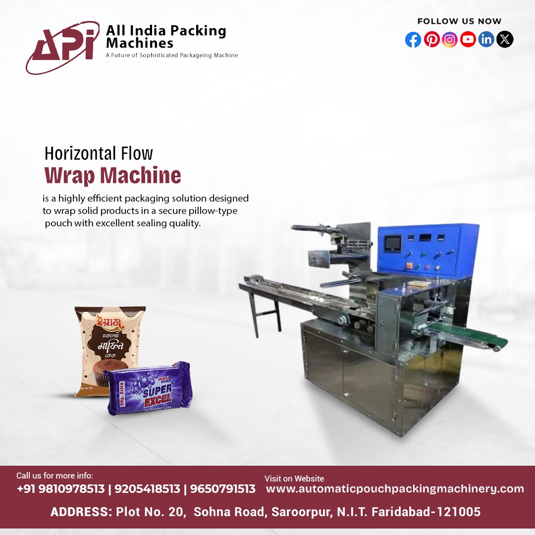 Allindiapack's tweet image. 🚀 Boost your packaging efficiency with our Horizontal Flow Wrap Machine!
Perfect for wrapping solid products in a secure pillow-type pouch with premium sealing quality.
#PackagingSolutions #FlowWrapMachine #FoodPackaging