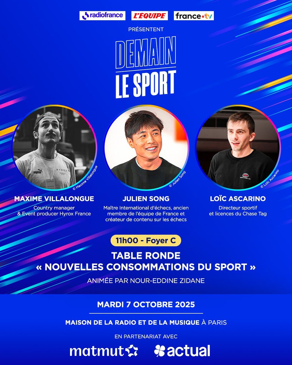 « Nouvelles consommations du sport », Maxime Villalongue, <a href="/MIJulienSong/">Julien Song</a> ainsi que Loïc Ascarino partageront leur regard sur les nouvelles pratiques sportives, la diversification des disciplines et la manière dont le sport se réinvente pour répondre aux attentes des nouvelles