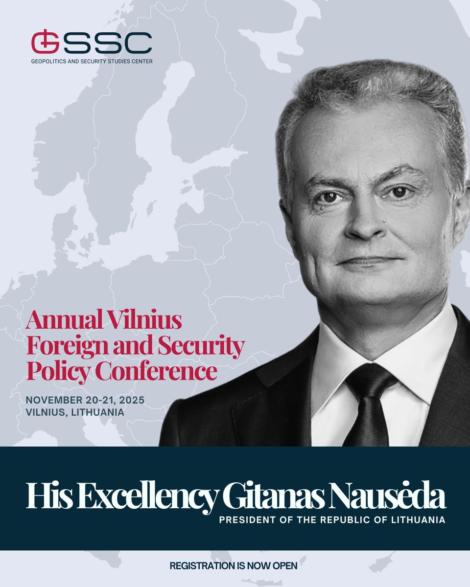 Geopolitics and Security Studies Center (@gssc_lt) on Twitter photo On November 21, Vilnius will once again become the center of international debate  The 11th Vilnius Foreign and Security Policy Conference will gather leading Lithuanian and international experts to discuss the key geopolitical and security challenges facing our region.
Held On November 21, Vilnius will once again become the center of international debate  The 11th Vilnius Foreign and Security Policy Conference will gather leading Lithuanian and international experts to discuss the key geopolitical and security challenges facing our region.
Held