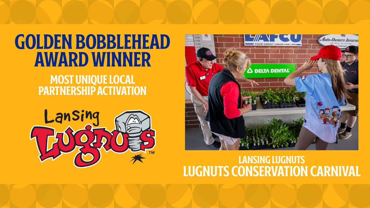 MiLB's tweet photo. Who said science wasn't fun?! 🪴

The Golden Bobblehead for Most Unique Local Partnership Activation is awarded to the @LansingLugnuts and their "Lugnuts Conservation Carnival!" https://t.co/rrVE6kJutF